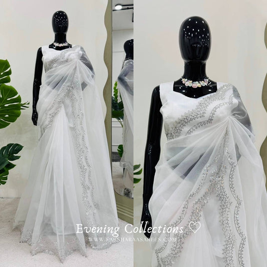 SITA - White Dreamy Organza Partywear  saree