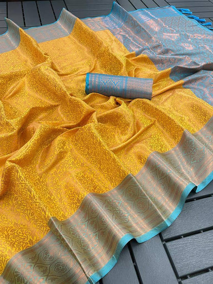 Soft Silk Saree in Copper Zari