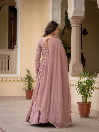 Rosy Brown Lucknowi Lehenga