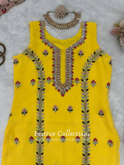 Yellow x Pink Designer Sharara Suit