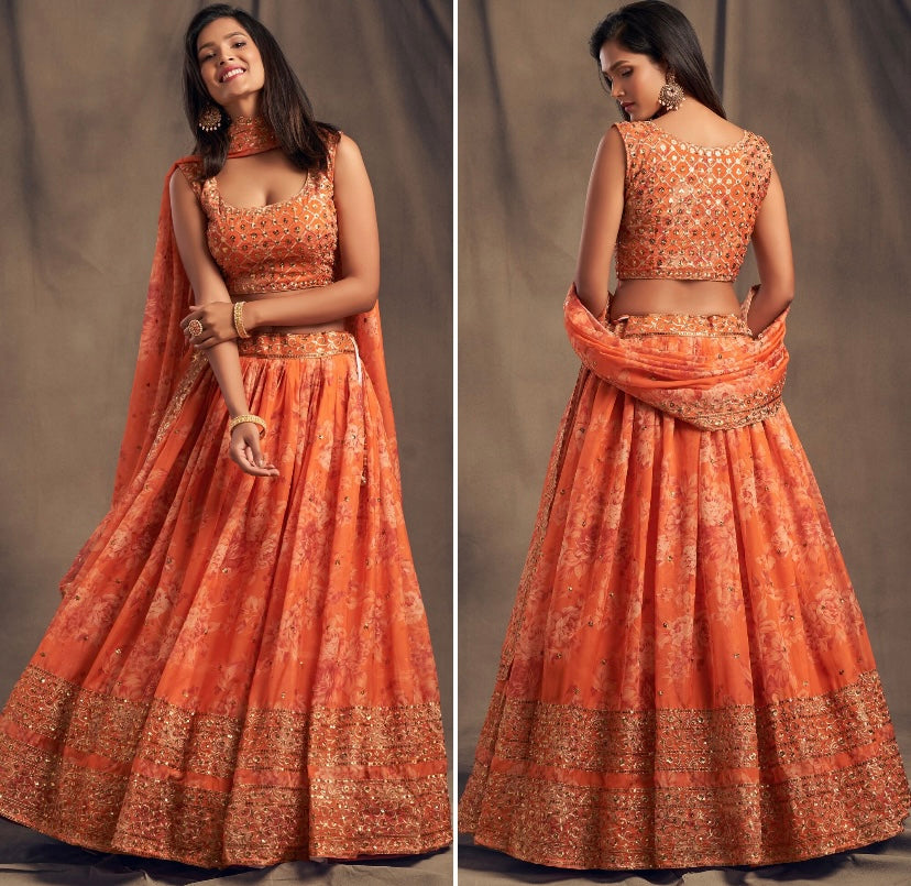 Kashmiraa Floral Georgette Lehenga