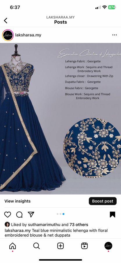 NAOMI - Blue Lehenga x Designer Blouse