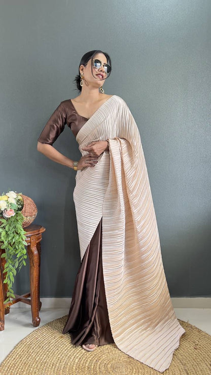 Crush x Satin Retro Readymade Partywear Saree