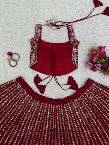 LISA - Red Georgette Lehenga