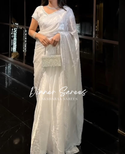 SONAA — Dreamy White Stone Dinner Saree