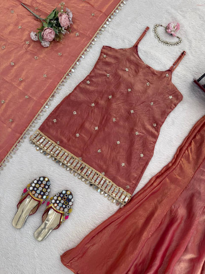 Laksharaa Sarees MEHREEN Sharara Burnt Orange Flat Lay