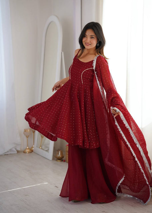 Laksharaa Sarees SWEETY — crunchy PePlum suit Burgundy