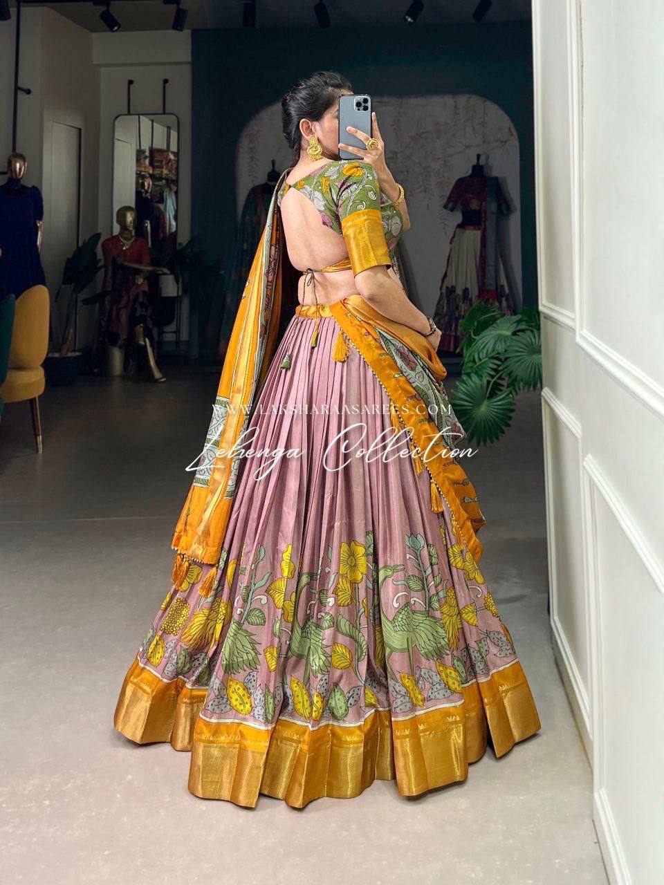Laksharaa Sarees URVI - Kalamkari Half Sarees Lehenga Dusty Pink