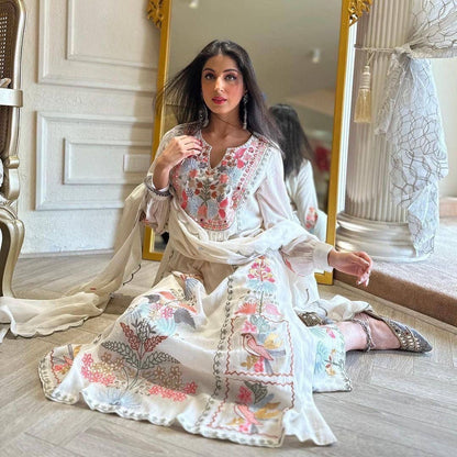 Floral X White Salwar Suit