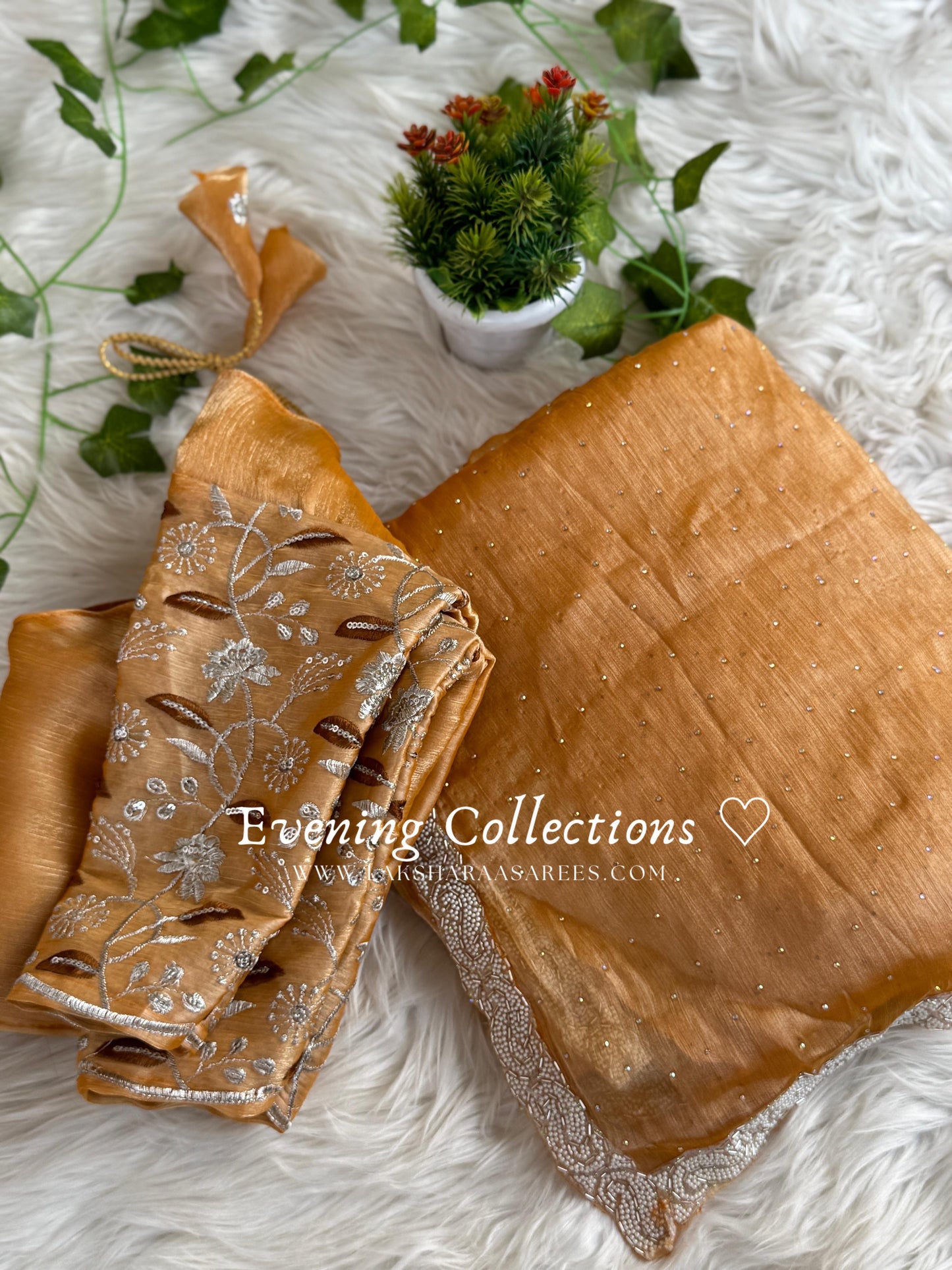 ROSA - shimmer silk saree with beaded border