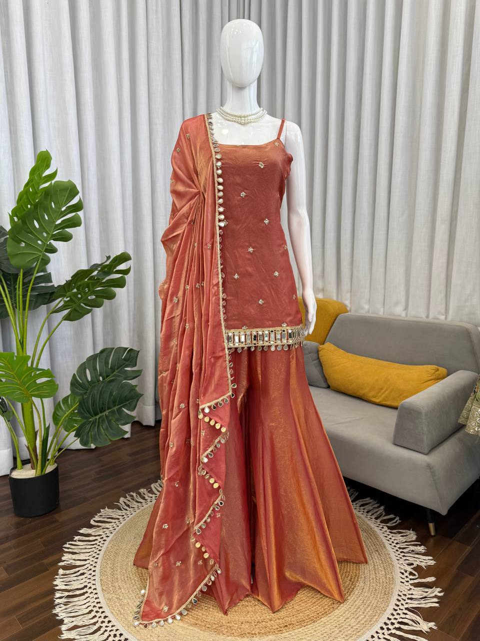 Laksharaa Sarees MEHREEN Sharara Burnt Orange Front View