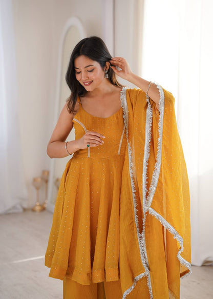 Laksharaa Sarees SWEETY — crunchy PePlum suit Mustard Yellow