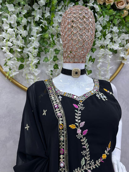 KIRA - Premium Black Floral Sharara Suit