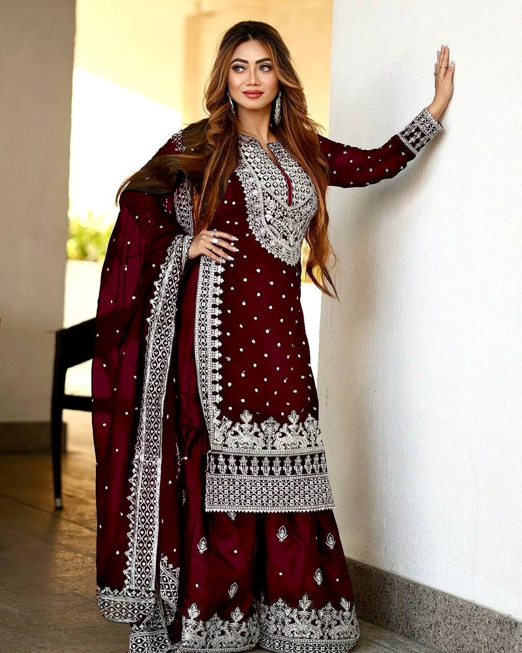 SAMRAT - Sharara Suit x Silver Embroidered work