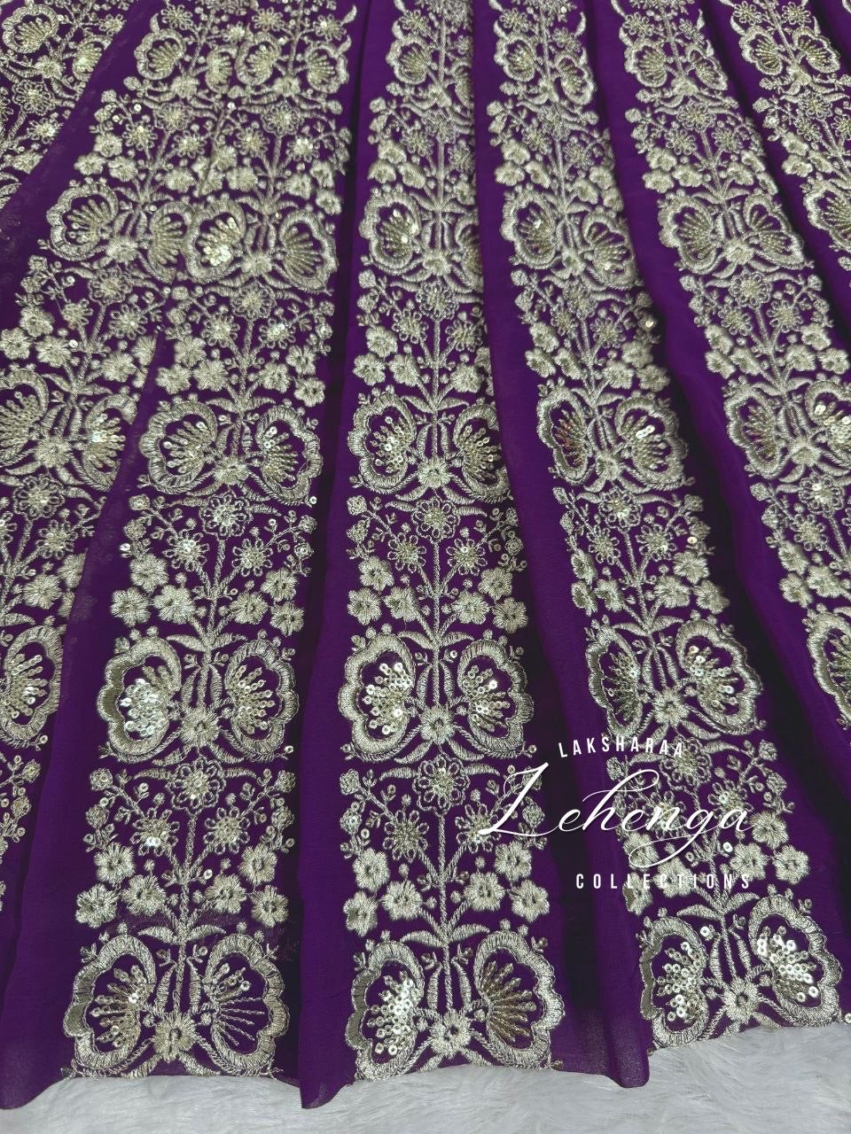 PENELOPE — Purple Georgette Embroidered Lehenga