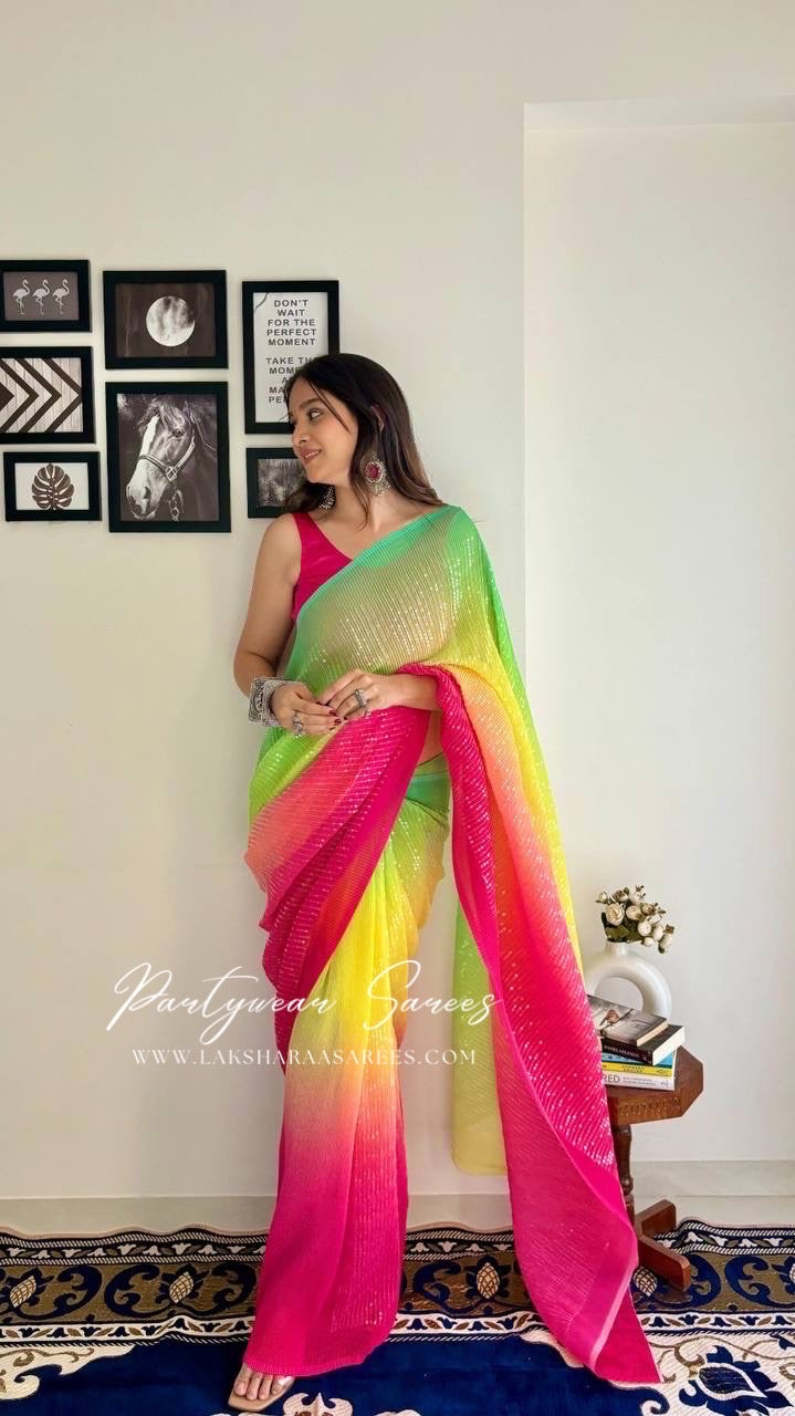 MAADHURII - Crush Georgette x Sequin Partywear Saree