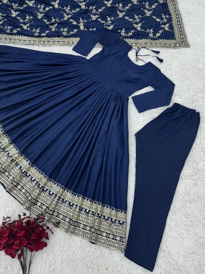 KIARA - Blue Anarkali Suit with Grand Duppata