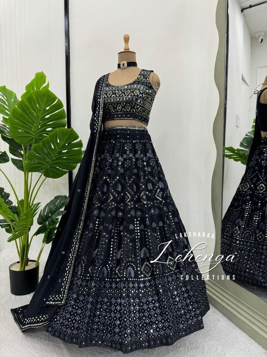 VIVIAN — Black Grand Embroidered Lehenga