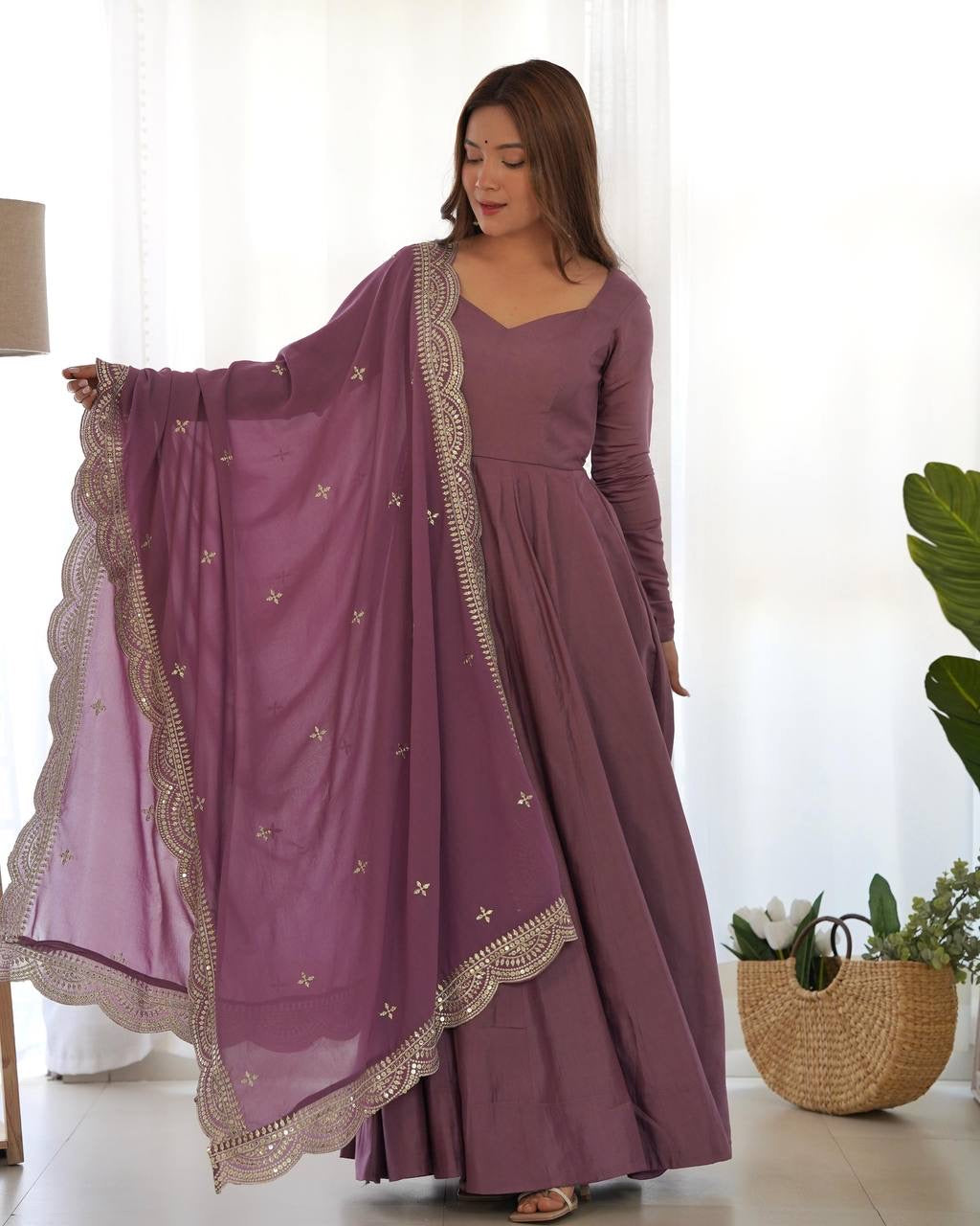 Purple Anarkali suit