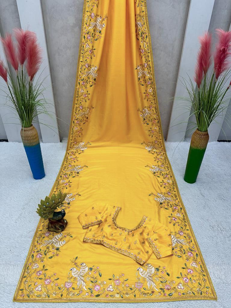 THALIA - Designer Dola Silk Saree with Beautiful Grand Border