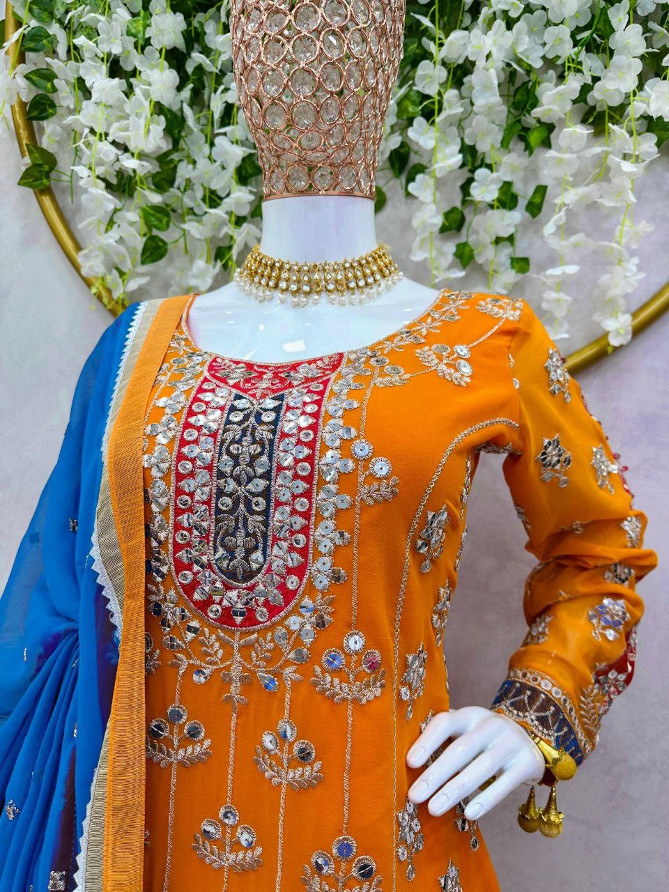 KAVLEEN 2.0 — Orange Designer Sharara Suits