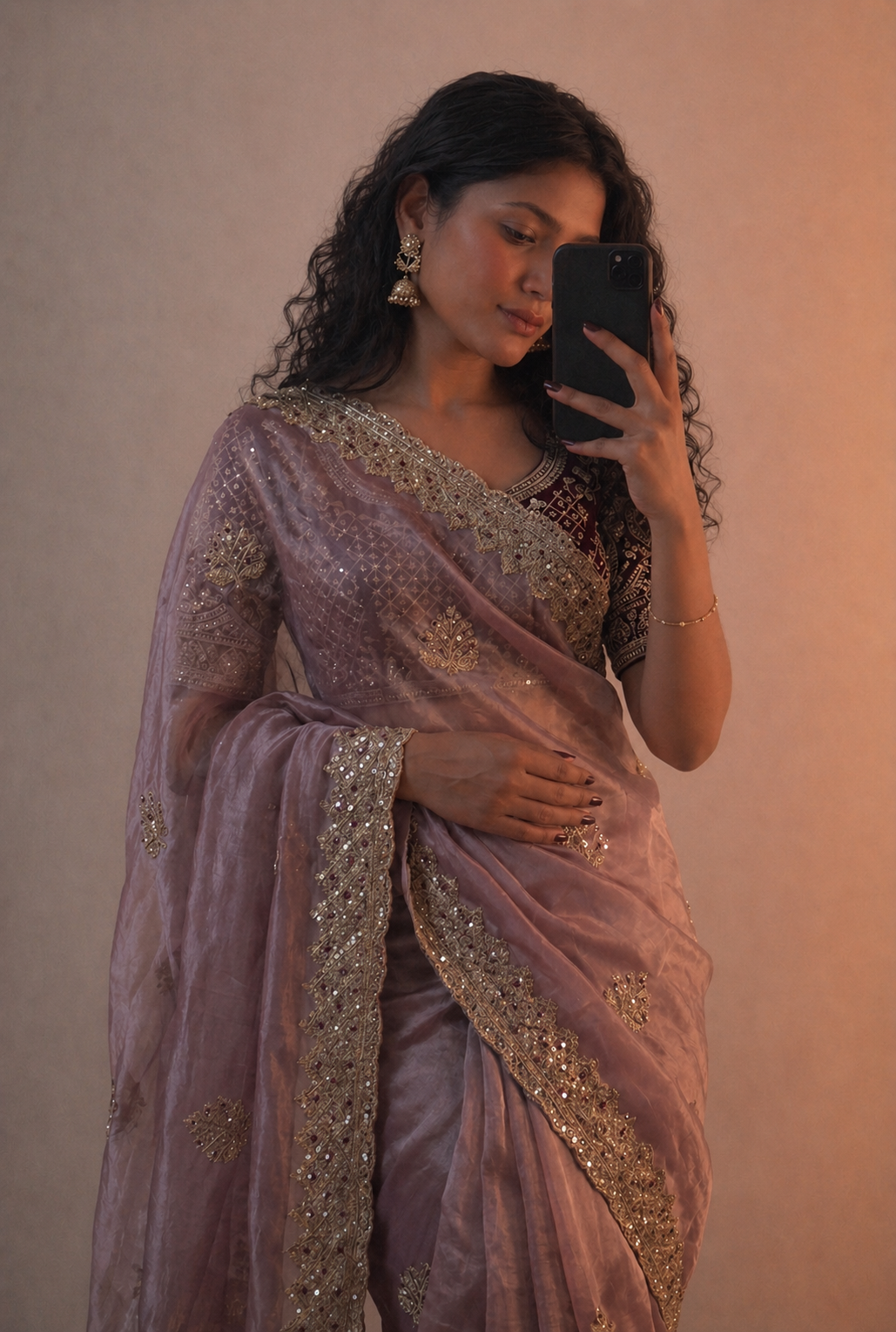 JESSIA — Premium Shimmer Saree with Readymade Blouse