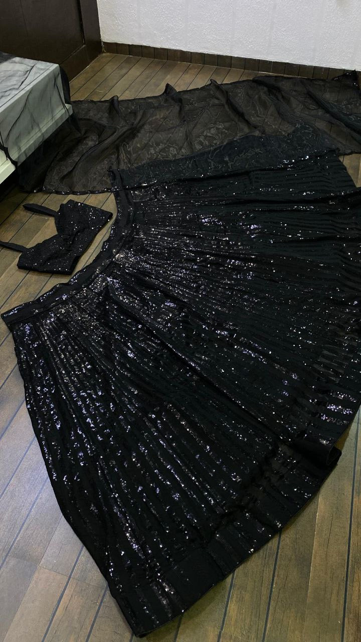 INAYAA - Sparkly Black Lehenga x Sequin Work