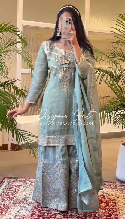 LIHAA - Pastel Designer Pallazo Suits