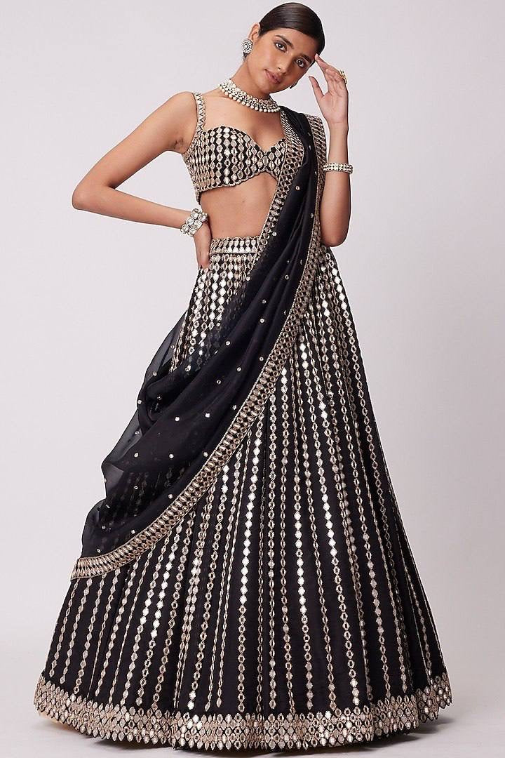 NERISA —  Black x Silver Premium Lehenga