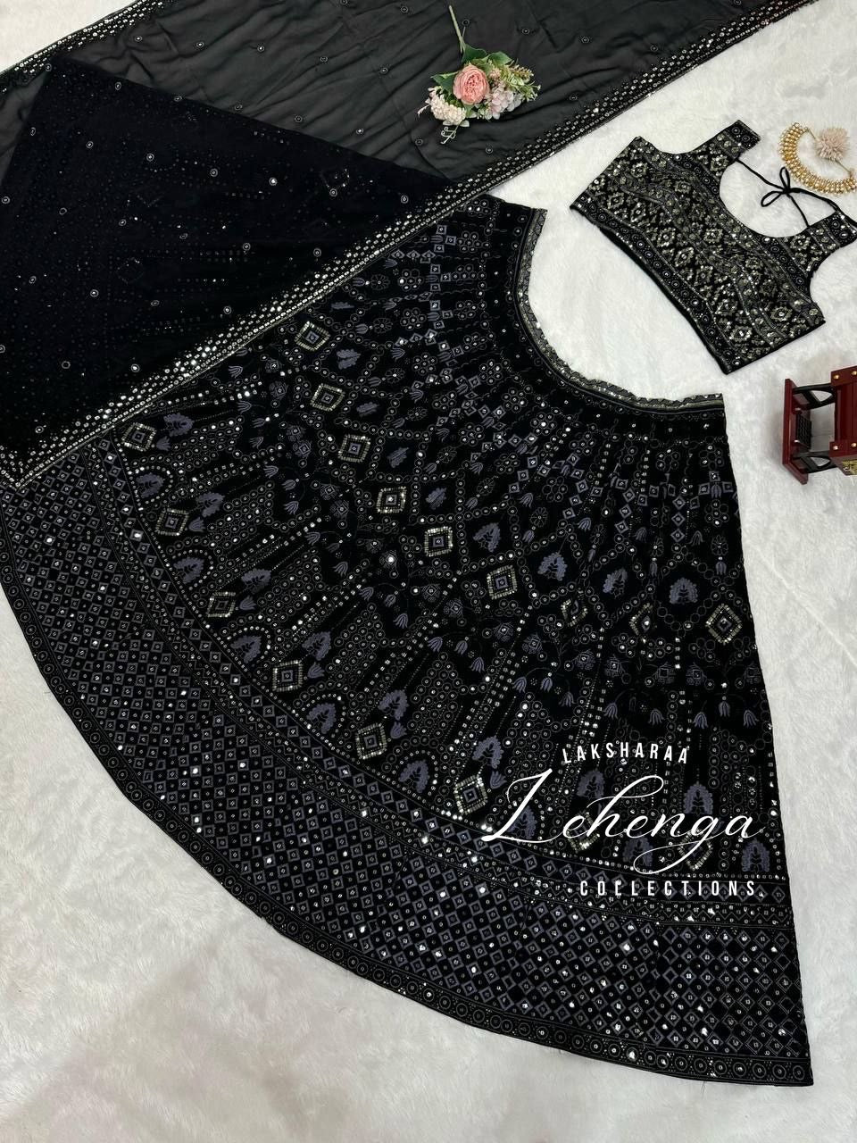 VIVIAN — Black Grand Embroidered Lehenga