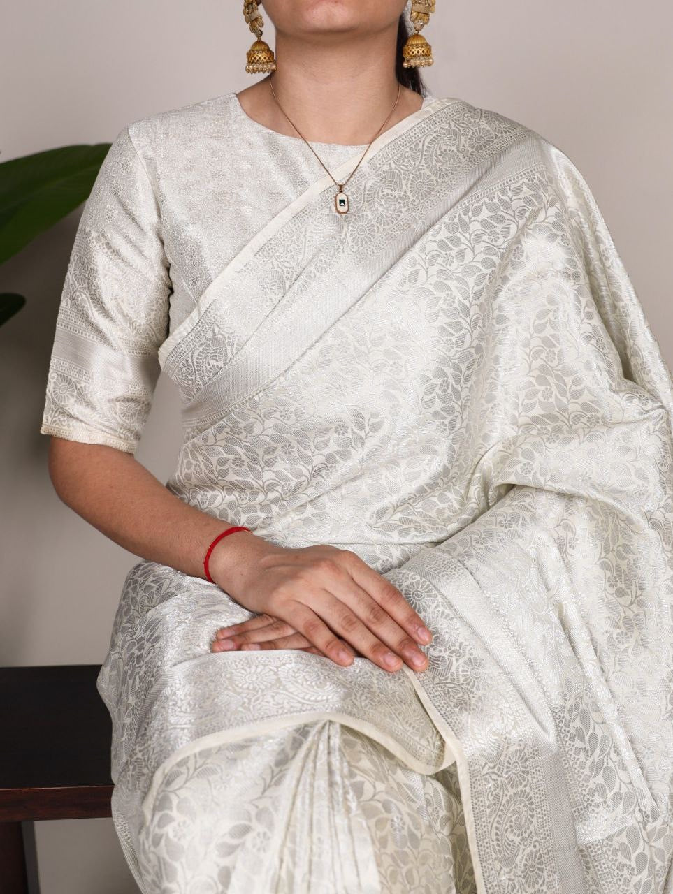 Softy Silk Saree in Silver Zari