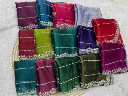 SARIKA - Premium shimmer silk saree with stone border