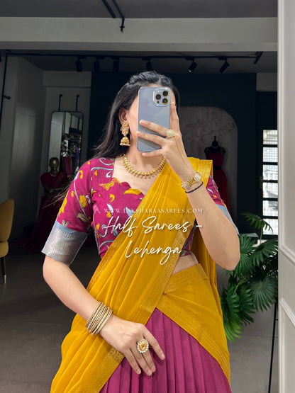 THENMOLI —  Kalamkari Dola Silk Lehenga Set
