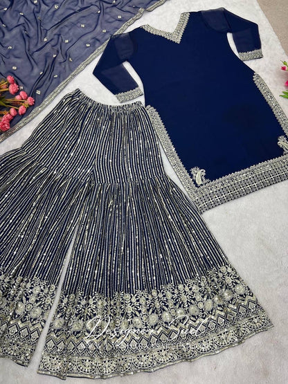 NEYA - Dark Blue Sharara Suit