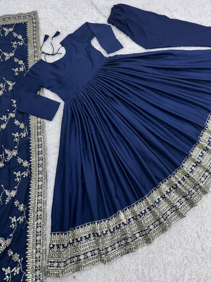 KIARA - Blue Anarkali Suit with Grand Duppata