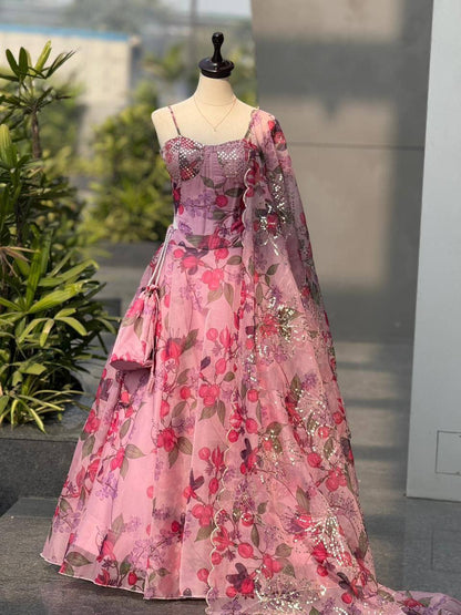 Laksharaa Sarees DIANA - DARK pink Corset Style Partywear Lehenga Dark Pink Full View