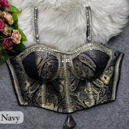 Laksharaa Sarees Partywear Western Style Corset Blouse Navy