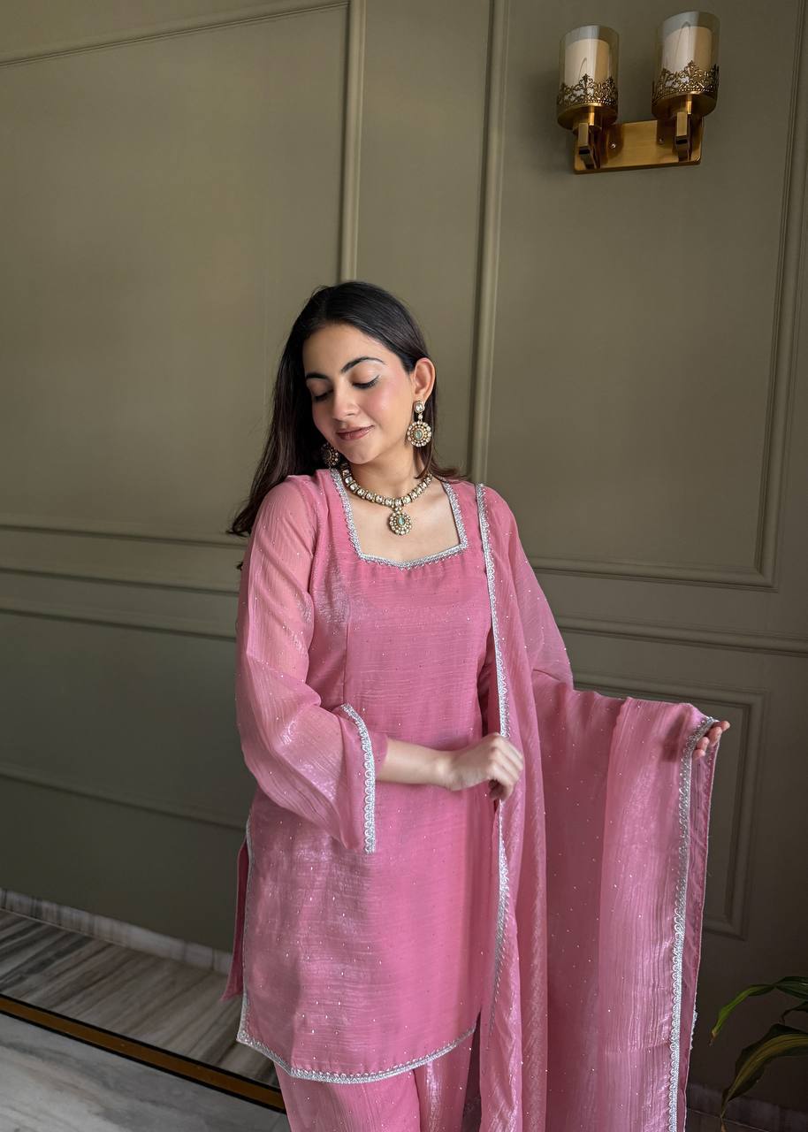 Laksharaa Sarees Crunchy Silk Designer Suit Dusty Rose