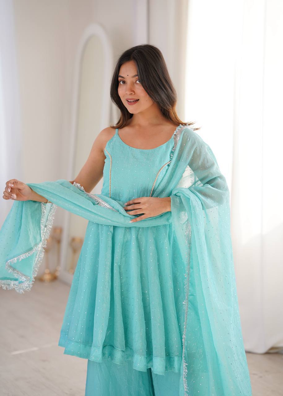Laksharaa Sarees SWEETY — crunchy PePlum suit Aqua