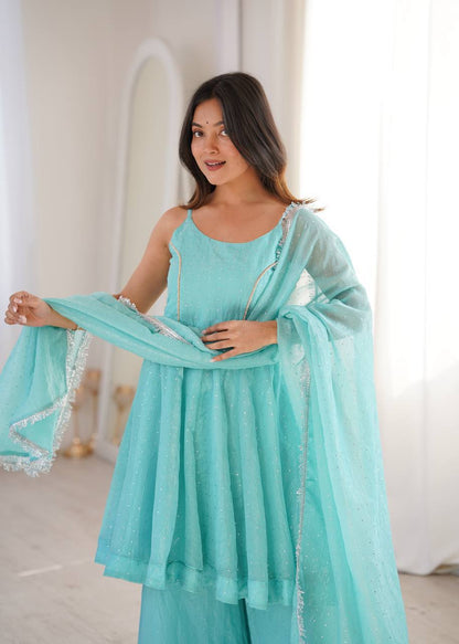 Laksharaa Sarees SWEETY — crunchy PePlum suit Aqua