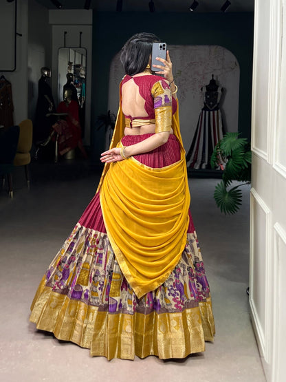 Chanderi Kalamkari Half Sarees Lehenga