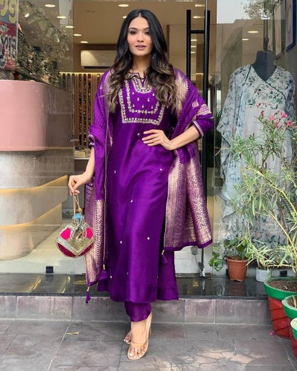 Purple Kurti Set