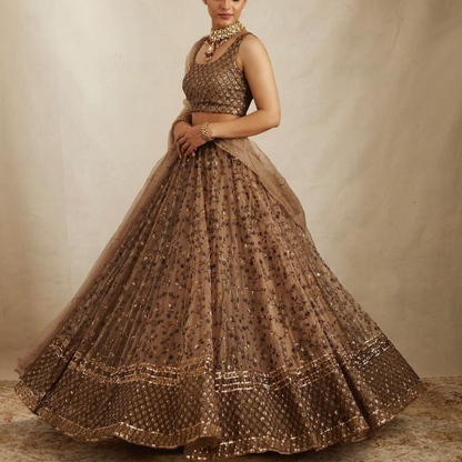 Brownish x Gold Lehenga