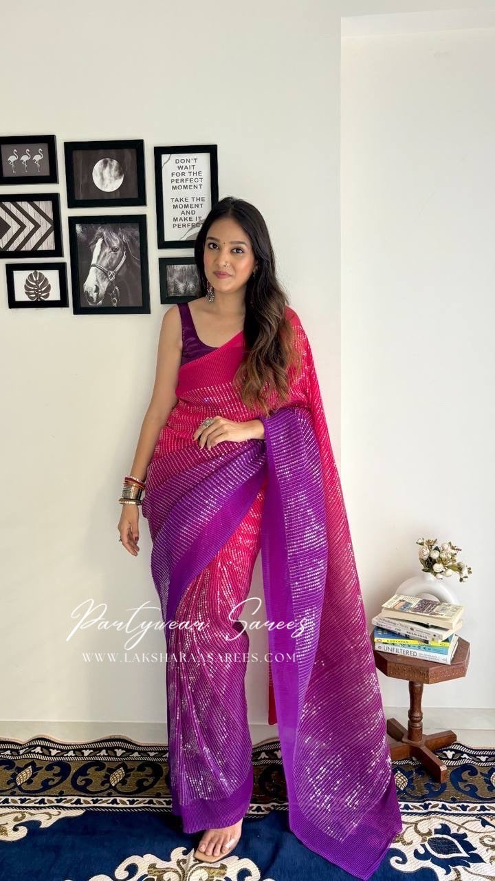 MAADHURII - Crush Georgette x Sequin Partywear Saree