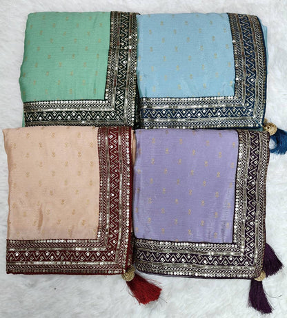 VARUNEE - Georgette Silk Saree x Grand Border + Free Designer Belt