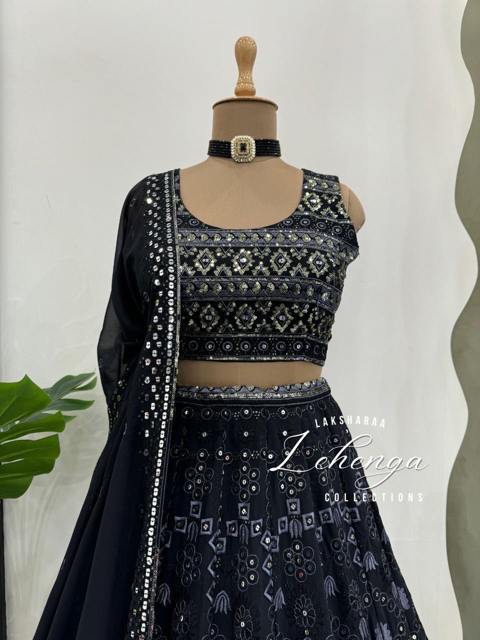 VIVIAN — Black Grand Embroidered Lehenga