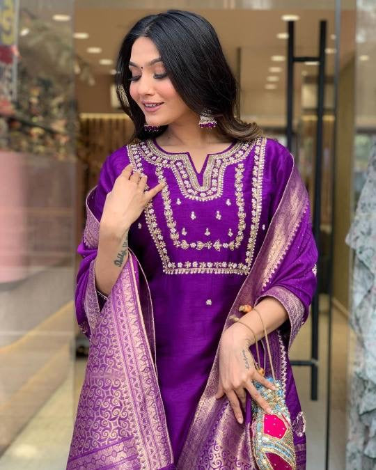 Purple Kurti Set