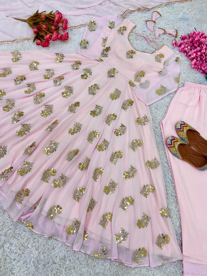 Baby Pink Anarkali Suit x Low Back