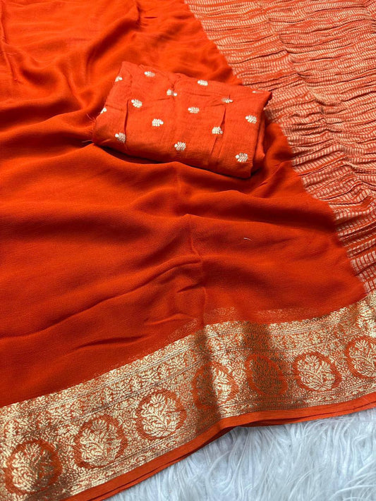 Laksharaa Sarees Trending Georgette Viscose Saree Orange