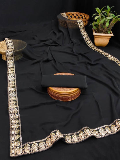 Black Georgette Saree